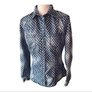 GUESS Blue Polka Dot Snap Up Shirt